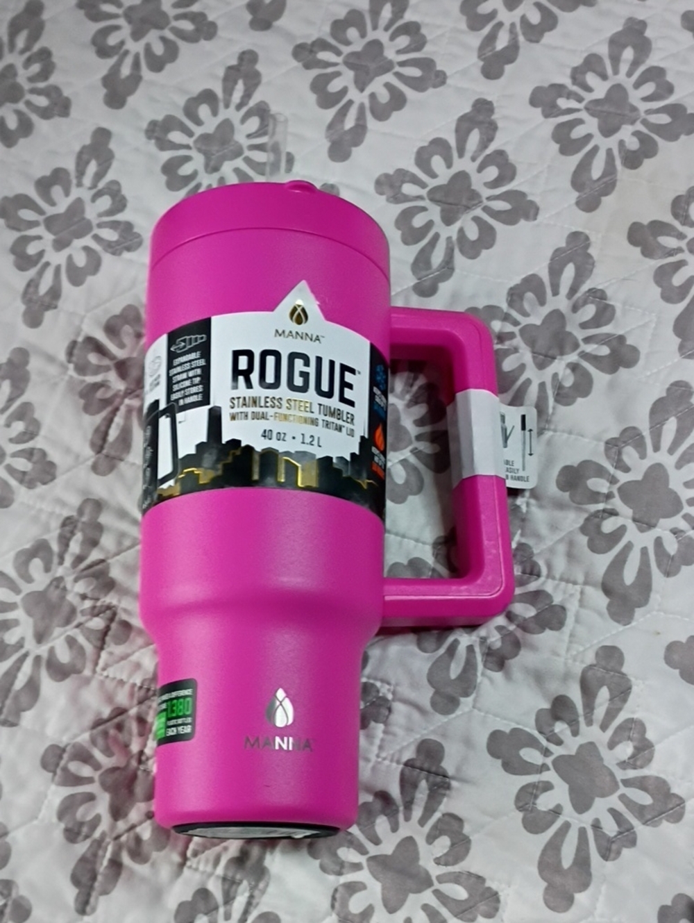 Manna Rogue 40 oz Stainless Steel Tumbler - Bright Pink